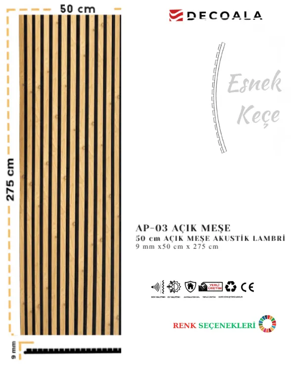 AKUSTİK DUVAR PANELİ 50x275 cm + Ücretsiz Kargo (AP-01-50) görseli 4