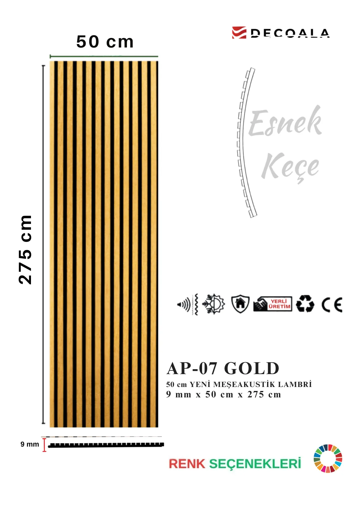 AKUSTİK DUVAR PANELİ 50x275 cm + Ücretsiz Kargo (AP-01-50) görseli 5