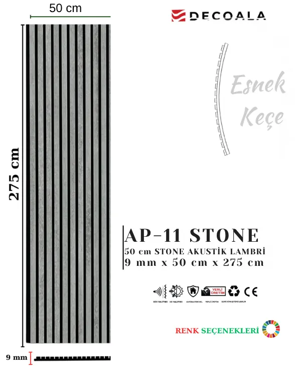 AKUSTİK DUVAR PANELİ 50x275 cm + Ücretsiz Kargo (AP-01-50) görseli 6